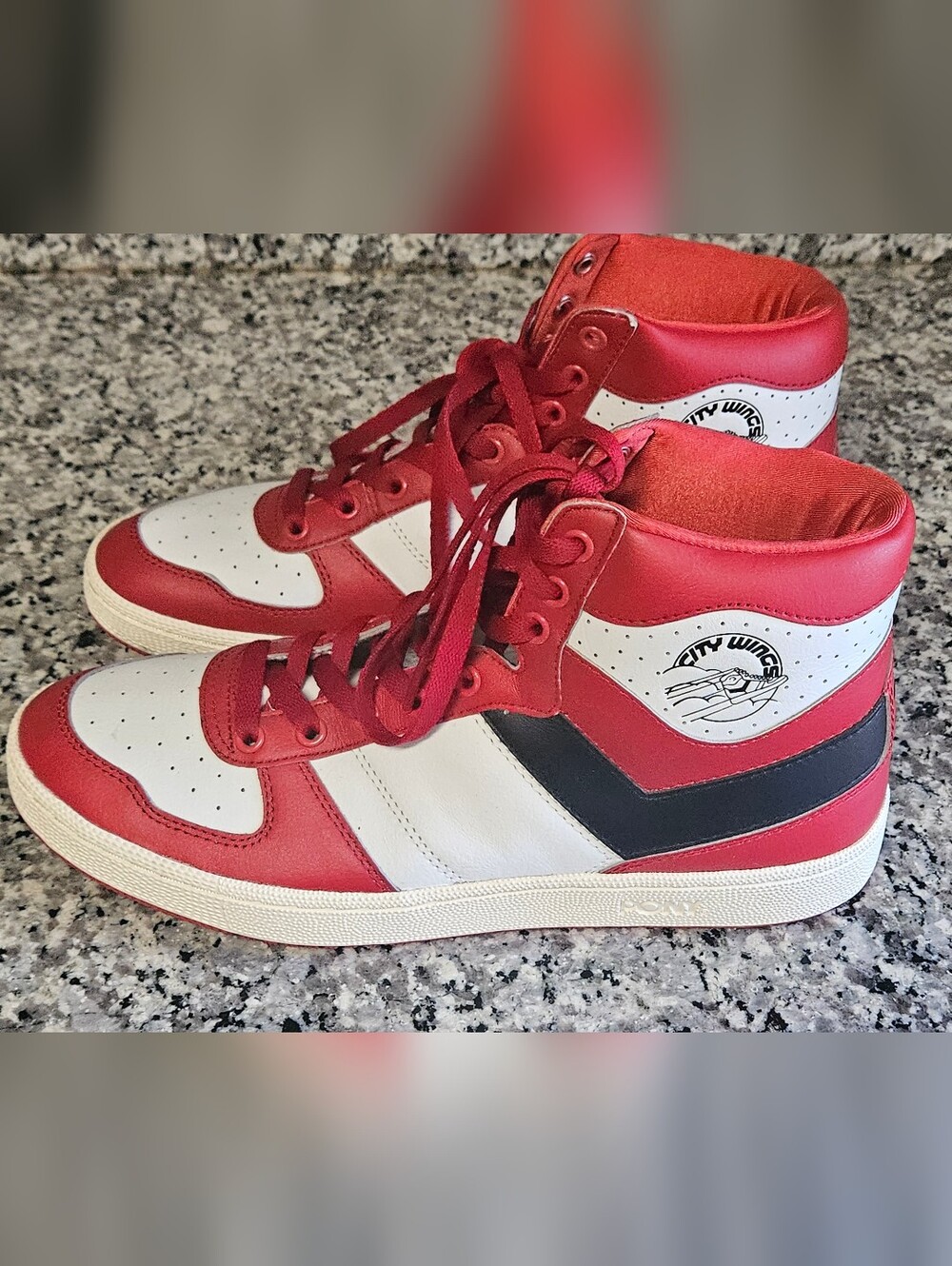 Retro Style Pony City Wings Red Black White Lace-Up Sneaker Mens Size 10 Shoes